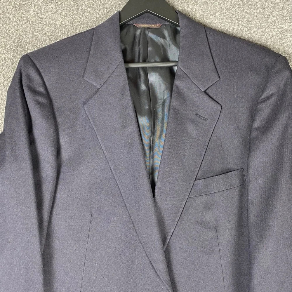 Vintage Nordstrom Mens Navy Blue Two Button Blazer‎ Gold Crest Buttons USA 40R